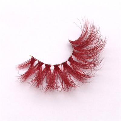 China For Makeup Eyelash New Arrival Strip Color Full Volume Lashes Real Mink Fur Colored Lashes Purple Green Burgundy 3D Colored Mink Lashes for sale