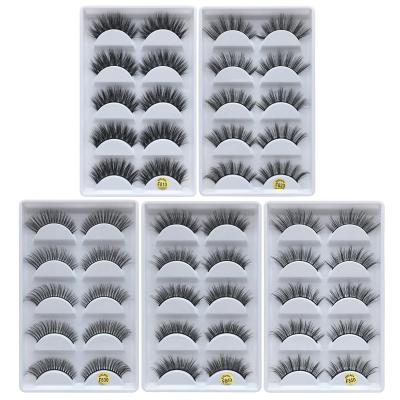 China 5 Pairs Flexible Mink Hair False Eyelashes Thick Luxurious Curved Full Strip Lashes Eyelash Extension Fashion Women Eyes Natural Makeup for sale