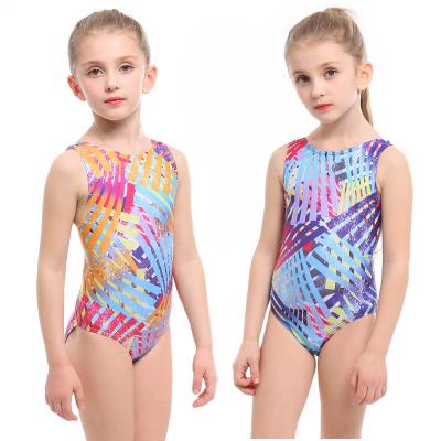 China Colorful Breathable One Piece Sublimation Printed Competition Sportswear Racing Swimming Swimwear For Little Girls Kids Swimsuit for sale