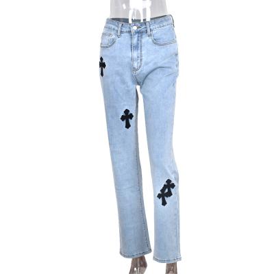 China Low Rise Ladies High Street Straight Leg Long Style Jeans Pants For Women for sale