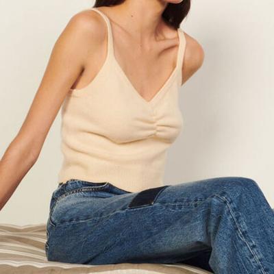 China Wholesale QUICK DRY Modern V Neckline Summer Comfortable Wool Tops Fashionable Ladies Tops For Sale for sale