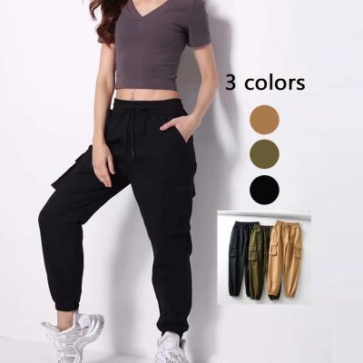 China New Anti-wrinkle Women's High Waist Bandage Pants Ladies Fashion Pockets Overall Jogger Pants Trousers For Women for sale