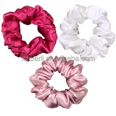 China Custom Made 100% Pure Silk Scrunchy Set Hair Bands Silk Hairstyle Satin Hair Scrunchies for sale