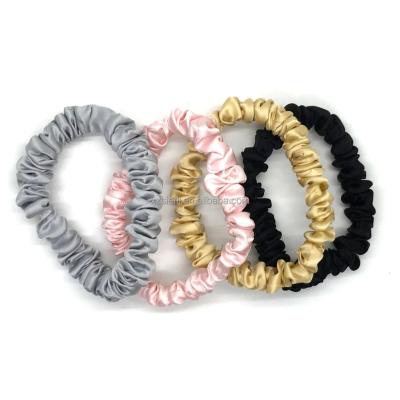 China Hairdressing fashion 100% silk hair ties pure silk scrunchy set bands silk scrunchies for sale