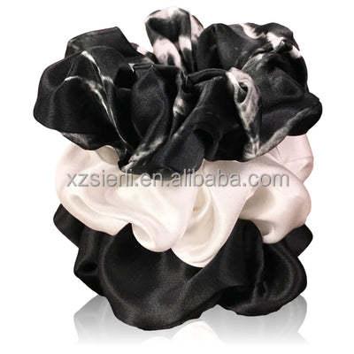 China Hairdressing Customized Silk Hair Scrunchies Ties 100% Pure Silk Luxury Hair Bands Silk Scrunchy Hair Bands for sale