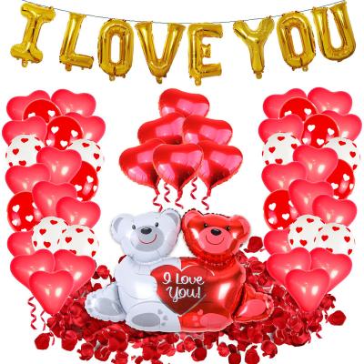 China Valentine's Confession Paper Balloon Set Wholesale Hug Bear Foil For Wedding Engagement Party Decoration for sale