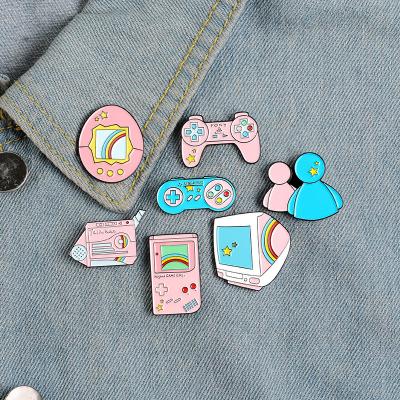 China Game Boy Gamepad Tamagotchi Game Girl Cute Cartoon Badges Europe Console Pink Creative Enamel Pin Pins for sale