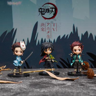 China Custom Q-version Mini Figuras Demon Slayer Cartoon Toy 3dolls/sets: Kimetsu no Yaiba Anime PVC Action Figure Model Toys for sale