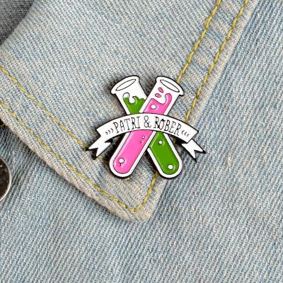 China Europe Test Tube Enamel Pins Chemistry Brooches Lapel Pin Shirt Bag Chemical Reagent Custom Badge Scientist Jewelry Badges Lapel pin for sale