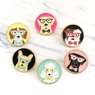 China Cute Colorful Golden Retriever Poodle Europe Dog Head Shape Brooch Bulldog Style Romantic Gift For Dog Owner Badges Lapel Pins Brooch for sale