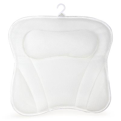 China 3D Viable Mesh Spa Bath Pillow White Brown Washable With Suction Cup for sale