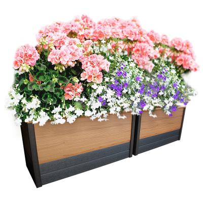 China Anti-corrosion Direct Wooden Flower Box Shape Rectangle Plant Flower Plant Flower Waterproof Gardening Boxes for sale