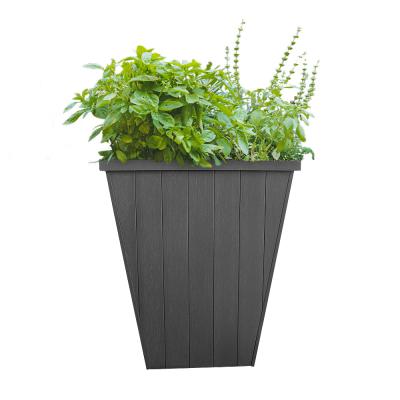 China Anti-corrosion Complete Outdoor Wooden Plastic Flower Box Garden Flower Box Features Outdoor Flower Pot for sale