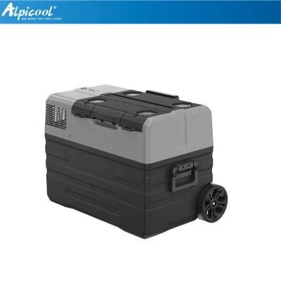 China -20degree 42L outdoor camping pinique mini fridge with wheels and handle car freezer for sale