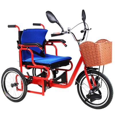 China Steel pipe manufacturers thickened old man pedal tricycle wheelchair tricycle wheelchair manual wheelchair for sale