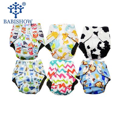 China Reusable Washable Printed Baby Diaper Cloth Pocket Diaper Newborn Bamboo Charcoal Double Inner Gussets for sale