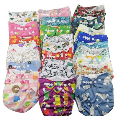 China Pororo Baby Pocket Diapers Soft Absorbent Double Row Suede Cloth Liner Printed Instant Diapers One Size Adjustable for sale