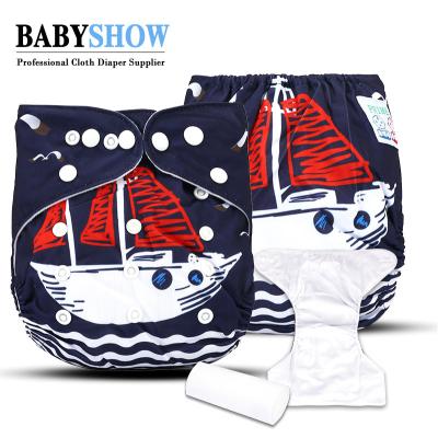 China Black And White Printed Sailboat OEM Cloth Diapers Baby Diapers Diapers Manufacturer for sale