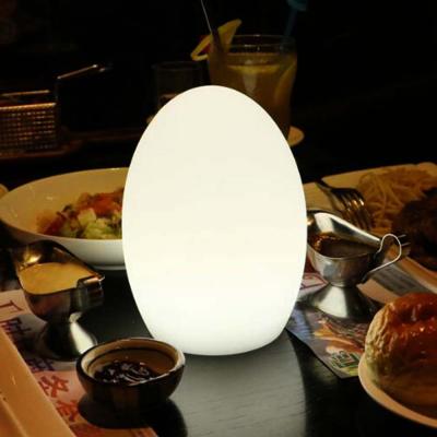 China 2021 Modern CE RoHS Hotel Led Light Table Decor Egg Shape Led Lamp Plastic Base Lantern Led Table Lamp for sale