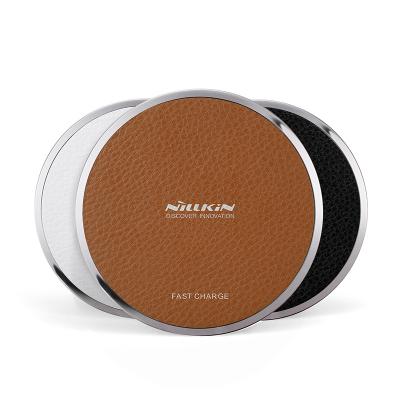 China Cover Qi Wireless Charger 10W Genuine Leather Desktop Mobile Fast Wireless Charger For Mobile Phones Nillkin Magic Disc 3 for sale