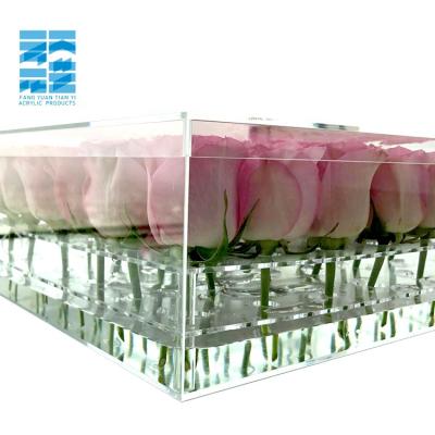 China 36 Hole Flower Box Acrylic Clear Acrylic Rose Box Eternal Flower Box for sale