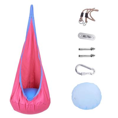 China TOPIND Dropshipping Modern Pink Cotton Hammock Hanging Seat Kids Swing Pod Chair With Hanging Kits for sale