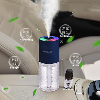 China New 2021 Free Sample Portable Car Purifier Ultrasonic Cool Mist 7 Colors Led Mini Usb Car Air Humidifier For Dry Skin Home Bedroom for sale