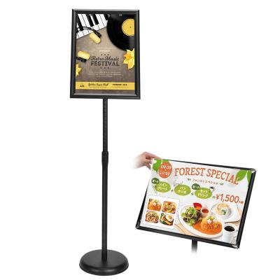 China CYDISPLAY A4 Retractable Instant View Poster Stand Pedestal T Shaped Heavy Duty Aluminum Clip Frame Poster Stand For Promotional for sale