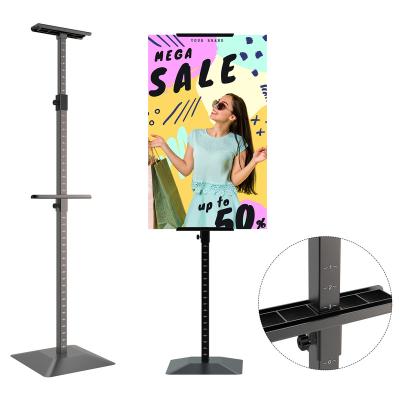 China With Double Sided Aluminum Sign Holder Ladder CYDISPLAY Poster Display Rack Adjustable Floor Poster Stand For KT Board With Ladder for sale