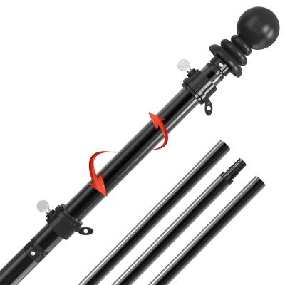 China For House CYDISPLAY 5ft Adjustable Portable Black Flag Pole Flexible Telescoping Flagpole For House for sale