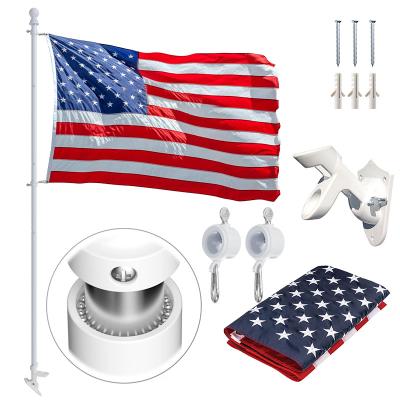 China For House CYDISPLAY 5ft Flag Pole Stand White Rotating Telescoping Aluminum Telescopic Flag Pole Banner Stand With Garden for sale