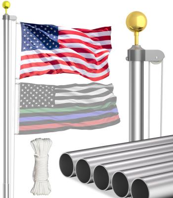 China For CYDISPLAY Residential Aluminum 30 Feet Extendable Folding Sectional Flag Pole Sliver Outdoor Flag Poles In Garden for sale