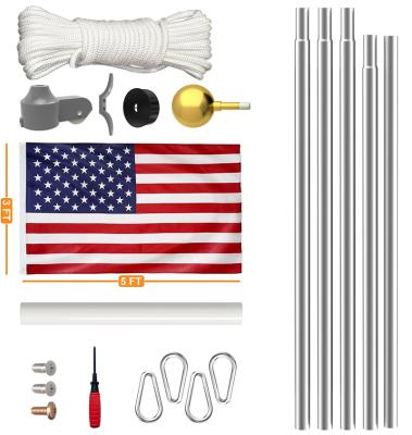 China For CYDISPLAY Adjustable Folding Sliver 20FT Flag Pole 1.5mm Thickness Heavy Duty Aluminum Adjustable Folding Sectional Flag Pole for sale