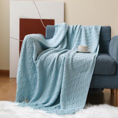 China New Design PORTABLE Wholesale Price Custom Design Knit Anti-Pilling Chunky Blanket Knitted Blanket for sale