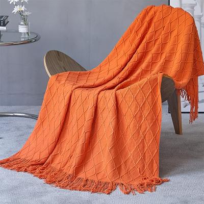 China New Design Wholesale Price Chunky Knit Throw Blanket Multi Color Anti-Static Knit Blanket for sale