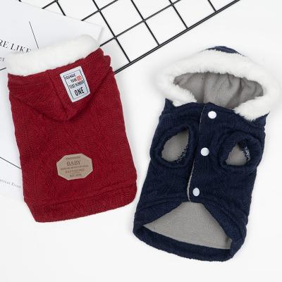 China Amazon Sale Pet Apparel Autumn/Winter Dog Clothes Cat Clothes Wool Sustainable Warm Pet Hoodie for sale