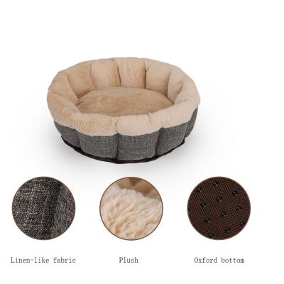 China New Design Breathable Hot Selling Washable Short Plush Round Pet Super Bedding For Cats Dogs Soft Nest Kennel Bed for sale