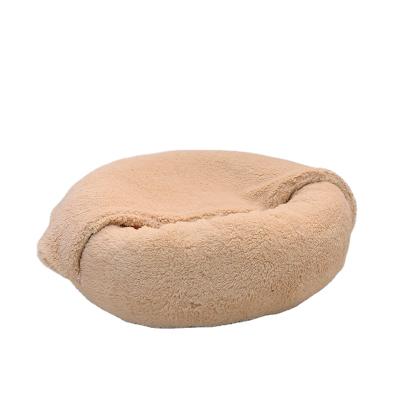 China Popular Durable Autumn Winter Solid Pet Sofa Available Hot Sale Breathable Thickened Removable Round Plush Pet Bedding for sale