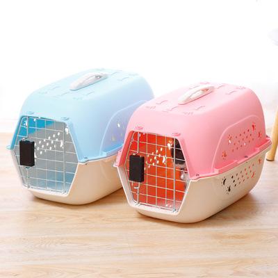 China Sustainable Plastic Pet Box Bike Carrier Air Transport Cages Carrier Houses Large Kennel For Dog&Cat for sale