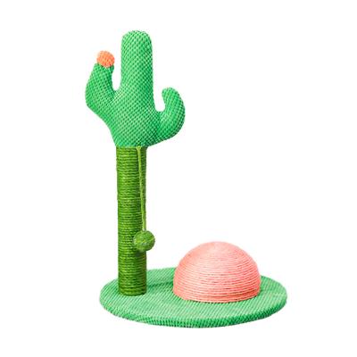 China Cat Scratching Post Cactus Interactive Housing Stocked Small Green Tree Towers Cat Fun Wholesale Pet Toy 2021 for sale