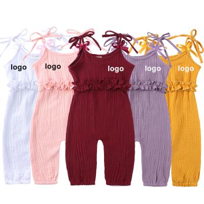 China Baby Breathable Jumpsuit Girls Clothing Toddler Kids Clothes Girls Sleeveless Canvas Rompers for sale