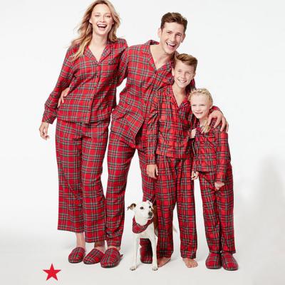 China Breathable Red Pajamas Family Red Plaid Cotton Long Sleeve Pajamas Pajamas Matching Sleepwear Clothing Sets for sale