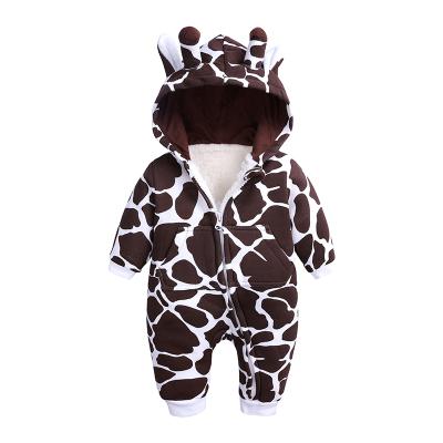 China Wholesale Long Sleeve Baby Romper Winter Spandex/Cotton Hooded Baby Romper Thicken Baby Clothes Newborn Romper for sale