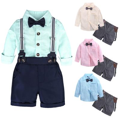 China Summer Breathable Spring Newborn Baby Boy Clothes Set Bow Tie Long Sleeve Outfits Baby Clothing Set for sale