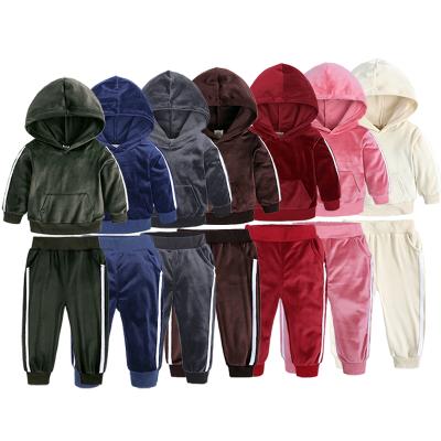 China Kids Designer Casual Tracksuits School Kids Velvet Tracksuit 2pcs Sets For Kids for sale