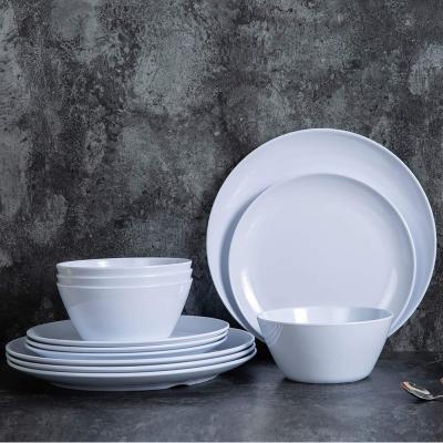 China Viable Wholesale 12 Pcs Melamine Plastic Dinner Set for sale