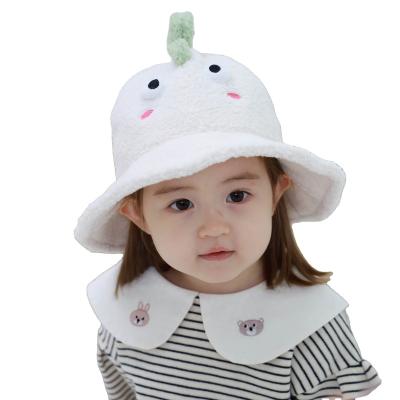 China Plush toy gorros con hats baby e little girl boy girl winter shiny OEM/ODM fall 1-5 years old d kids cover fuzzy fur buckets hat for kids for sale