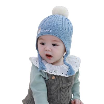 China COMMON 2021gorritos de bebe OEM/ODM 3-8 month baby knit winter hat with cool ear pompom chenille fisherman beanie hat for toddler for sale