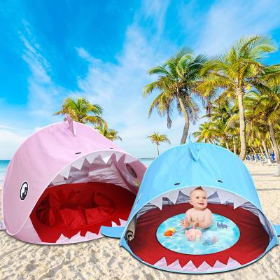 Κίνα Portable Sports Toy Shark Shape UV Protection Folding Beach Tent Sun Shelter Kids Pool Baby Tent προς πώληση