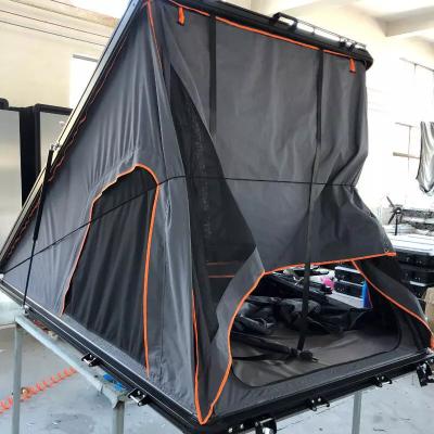 China Each Side Door With Mesh Inside Self Driving Shell Aluminum Triangle Double Layer Car Roof Tent Hard Top Car Roof Top Tent Outdoor Shell Aluminum Rear Tent for sale